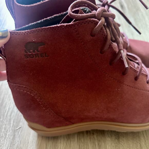 NWT Sorel Evie II Lace Waterproof Suede Wedge Bootie Women’s Sz10 Quiet Luxury - Picture 8 of 8